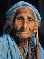 vieux coloré photographier de une Indien femme de le de bonne heure années 1900 ai génératif photo