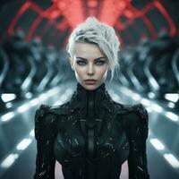 un image de une femme dans une futuriste costume photo