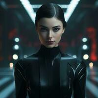 un image de une femme dans une futuriste costume photo