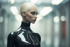 un image de une femme dans une futuriste costume photo