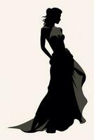 une silhouette de une femme dans une longue robe génératif ai photo