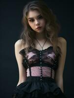 une magnifique Jeune femme dans une corset génératif ai photo