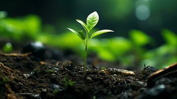 une Jeune plante pousse de le sol photo