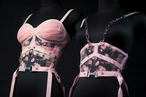 deux corsets avec rose fleurs sur leur génératif ai photo