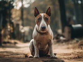 taureau terrier chien établi avec génératif ai La technologie photo