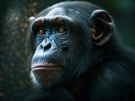 chimpanzé singe portrait établi avec génératif ai La technologie photo