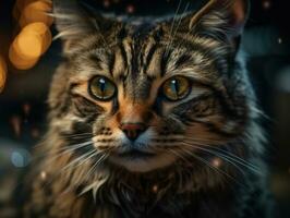 chat portrait proche en haut établi avec génératif ai La technologie photo