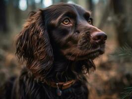 garçon épagneul chien établi avec génératif ai La technologie photo