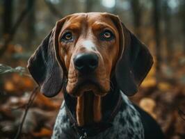 américain Anglais coonhound chien établi avec génératif ai La technologie photo