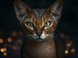 abyssinien chat portrait proche en haut établi avec génératif ai La technologie photo