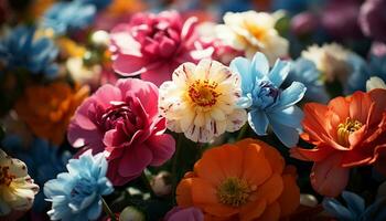 une vibrant bouquet de multi coloré fleurs apporte la nature beauté généré par ai photo