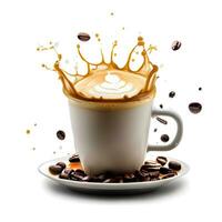 international café journée fête avec latté café éclaboussure ai génératif photo