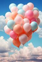 coloré des ballons flottant dans le ciel. ai génératif photo