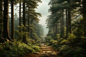 pin des arbres dans forêt. ai génératif photo