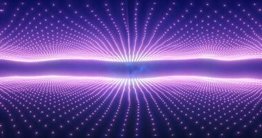 abstrait violet énergie vagues de particules au dessus et au dessous de le écran magique brillant embrasé futuriste salut-technologie Contexte photo