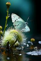 papillon sur vert herbe. ai génératif photo