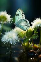 papillon sur vert herbe. ai génératif photo