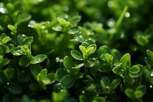 vert luxuriant herbe sur une ensoleillé printemps journée. ai génératif photo