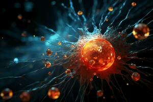 le vue de une particule faisceau de une particule accélérateur attaquer cancer cellules. ai génératif photo