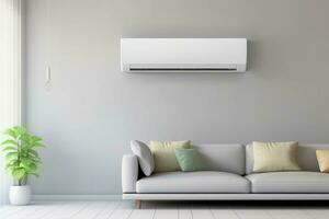 ac air Conditionneur vivant chambre. produire ai photo