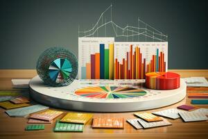 Les données analytique, affaires statistiques. affaires analytique concept. graphiques et graphiques pour affaires comptabilité et analyse. photo