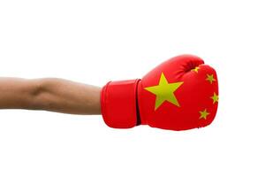 3d drapeau sur boxe gants photo