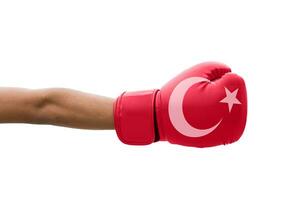 3d drapeau sur boxe gants photo