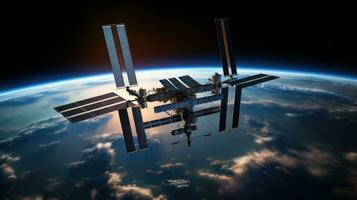 international espace station en orbite au dessus Terre photo