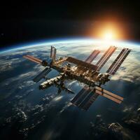 international espace station en orbite au dessus Terre photo