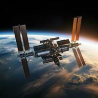 international espace station en orbite au dessus Terre photo