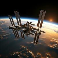 international espace station en orbite au dessus Terre photo