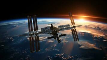 international espace station en orbite au dessus Terre photo