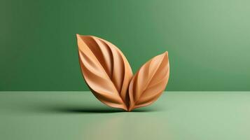 3d maquette feuille de arbre et plante. écologie, bio et Naturel des produits concept, proche en haut vue de feuilles composition, minimal style, génératif ai illustration photo