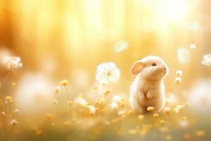 fermer de mignonne lapin avec magnifique bokeh arrière-plan, génératif ai illustration photo