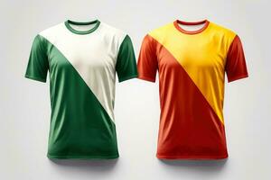 des sports Football équipe uniformes multicolores chemise isolé sur blanc arrière-plan, génératif ai illustration photo