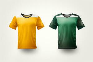 maquette des sports Football équipe uniformes multicolores chemise, génératif ai illustration photo