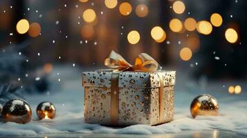 magnifique cadeau des boites Contexte pour le Nouveau année et Noël vacances photo