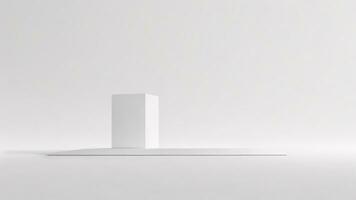 blanc podium sur blanc arrière-plan, 3d le rendu. cube minimal concept ai généré photo