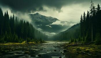 tranquille scène la nature beauté dans une majestueux Montagne paysage généré par ai photo