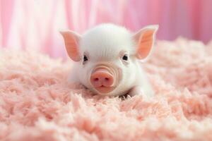une mini cochon, souriant ai génératif photo