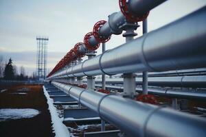 pipeline et tuyau grille de pétrole ai génératif photo