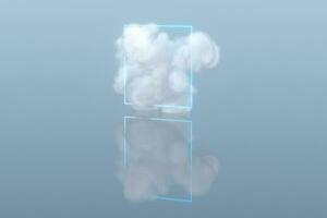 la magie entourer le nuage flottant sur le lac, paisible scène, 3d le rendu. photo