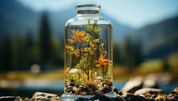 fraîcheur et beauté dans la nature une Célibataire fleur dans une vase généré par ai photo