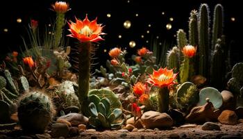 une vibrant fleur tête fleurs dans une tropical climat en plein air généré par ai photo