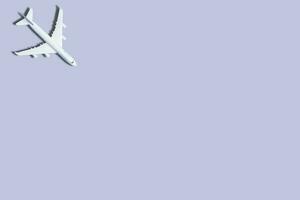 blanc avion sur une bleu arrière-plan, Haut vue photo