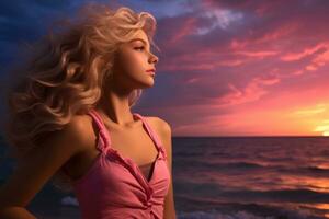 fille avec rose cheveux dans Barbie rose style photo