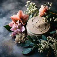 floral couronne avec beauté des produits - relaxant spa concept photo