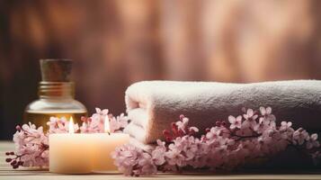 floral couronne avec beauté des produits - relaxant spa concept photo