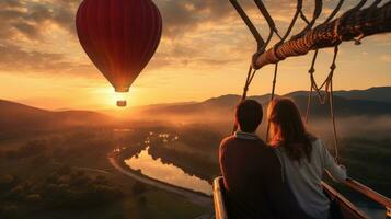 chaud air ballon conduire. aventureux, rêveur, Stupéfiant, romantique, unique photo