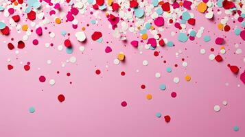 abstrait rose Contexte avec beaucoup coloré confettis photo